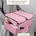 Tcbelosion Foldable Fabric Storage Box, 16.5 x 11.8 x 9.8 inches (L x W x H), with Double-Lid & Dividers, Large Organizer for Home, Closet, Office(Pink)