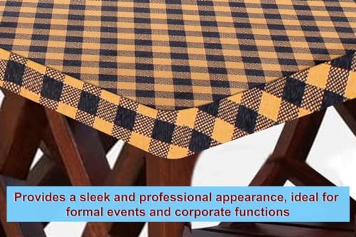Image of The Furnishing Tree Elastic Rectangular Dining Table Cover WxL 36x63 in Inches Polyester Checkered Pattern Brown