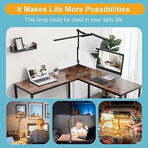Desk Lamps For Home Office,37.5" Led Architect Desk Light With Clamp,1500Lm Desk Lighting For Computer Monitor, Auto And Stepless Brightness/Color,Swing Arm Office Task Lamp For Desk Study Work,Black #TOP5