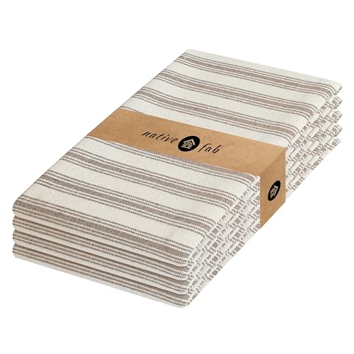 Native Fab Cotton Cloth Napkins - Set of 4-18"x18" - Modern Rusti...