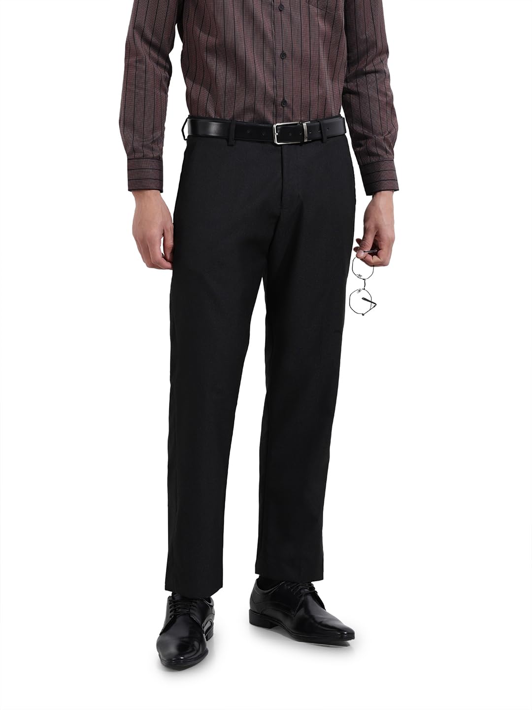 the indian garage co Men Regular Fit Self Design Formal Trousers-picture-17