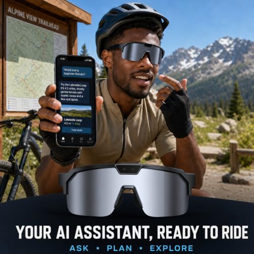 Image of GenXenon AI Smart Glasses with Camera for Cycling & Outdoor Sports - Silver