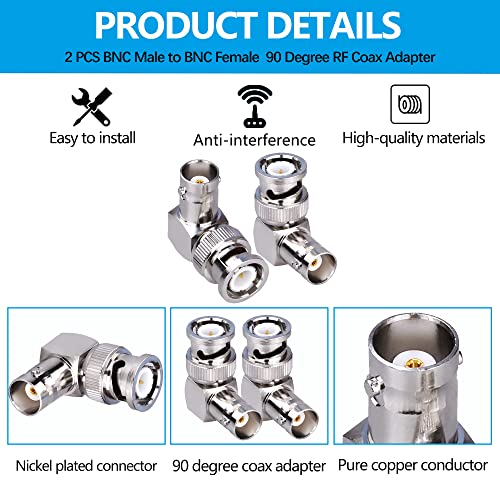 Adaptador en ángulo BNC macho a hembra 90 grados 2 piezas miniatura 2