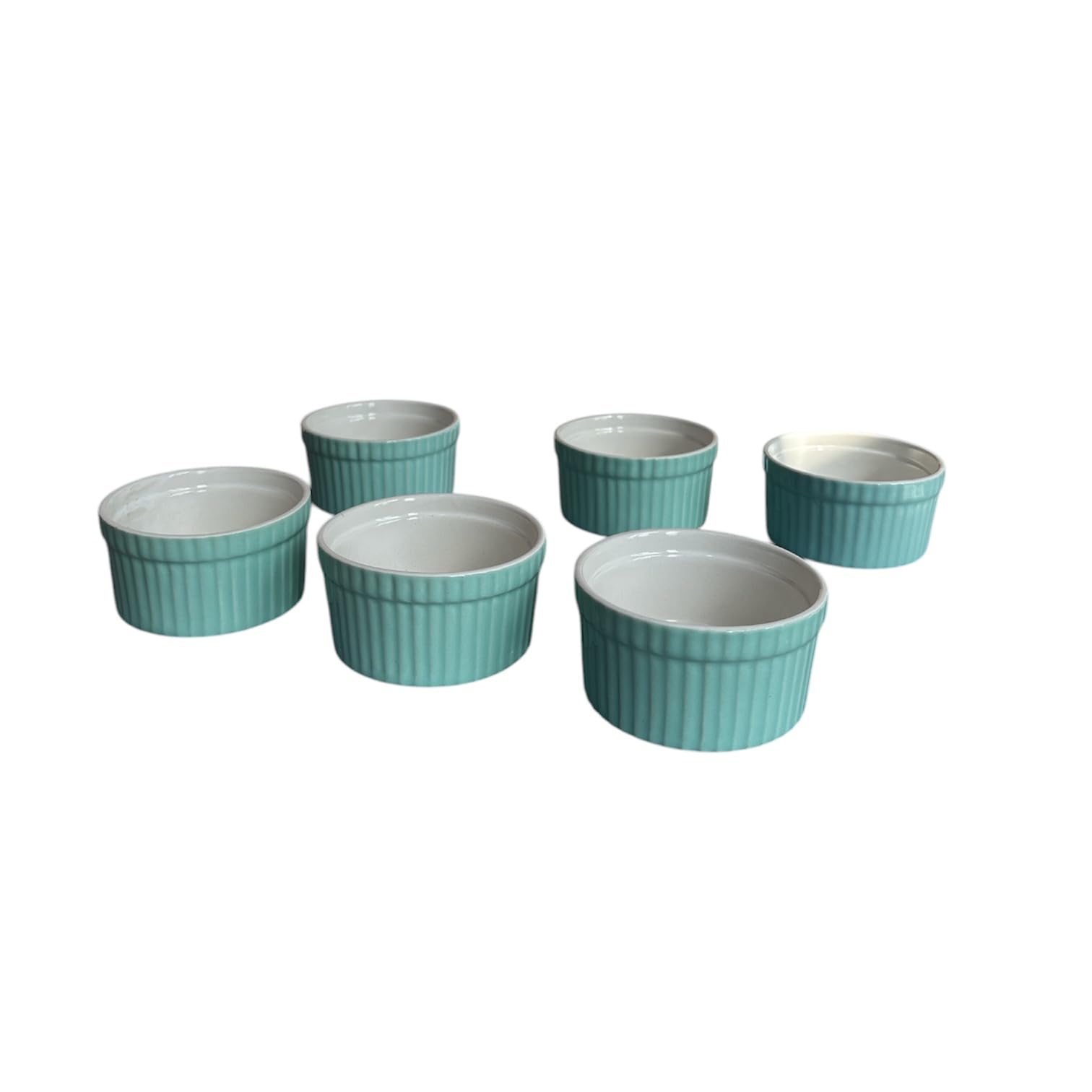 Mirakii Ceramic Ramekin Curved Wooden Bowl  150 ml, Set of 6, Microwave & Dishwasher Safe, for Baking and Serving (GREEN) - Image 5 thumbnail