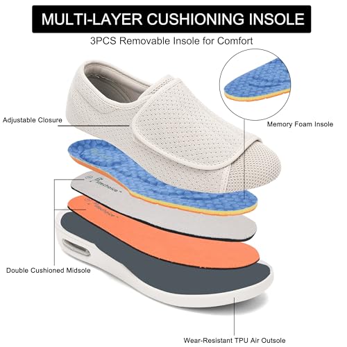 SPR&JOY Diabetic Shoes for Women, Women's Wide Width Elderly Shoes, Lightweight Adjustable Closure Breathable, Swollen Feet Edema Walking Sneakers4