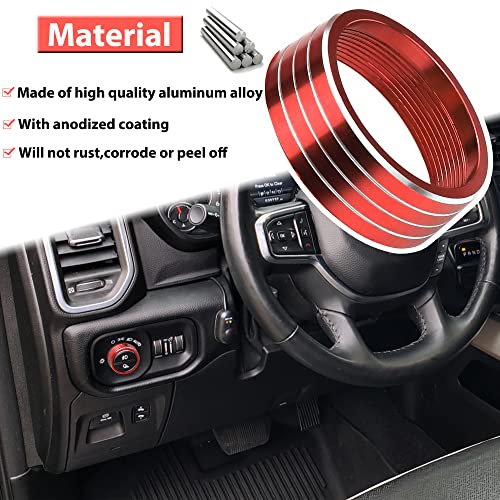 1× Red Headlights Switch Button Knob Cover For Dodge Ram 2018-2021 2022 Aluminum Alloy Ring Trim Decoration Accessories #TOP2