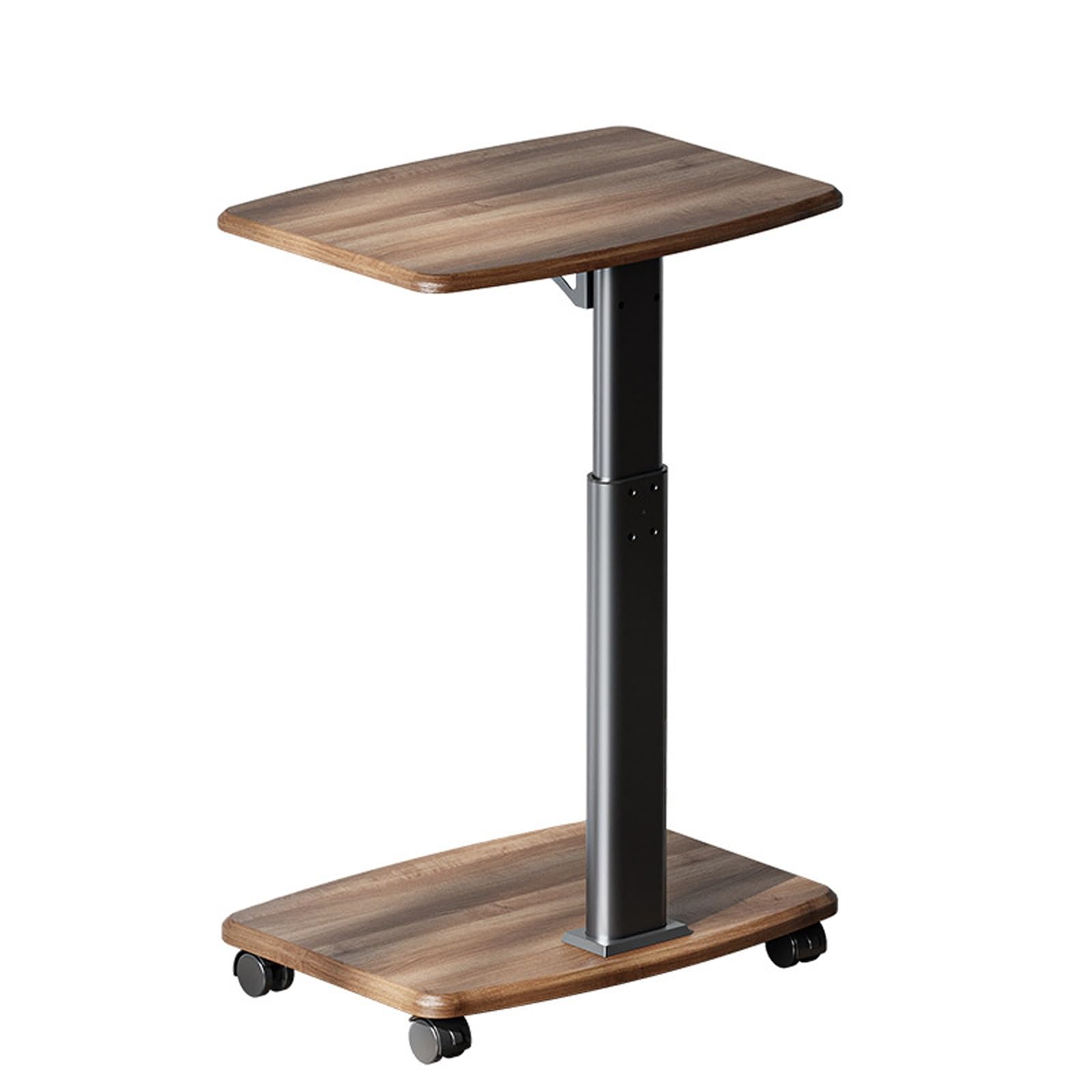 Mesa auxiliar en forma de C de altura ajustable con ruedas giratorias, mesa deslizante debajo del sofá, mesa para sala de estar, dormitorio, espacio pequeño, bandeja de TV moderna