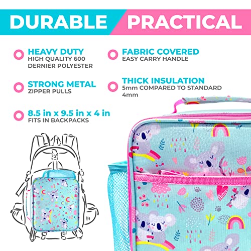 Image of Bento Lunch Box for Kids with Thermo Food Jar for Hot Food Soup, Insulated Lunch Bag and Ice Cold Pack Set, Stainless Steel Lunch Thermal, Container Boxes with 4 Compartments, Koala