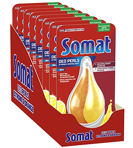 Somat Deo Perls Geschirrspüler Deo Zitrone & Orange (60 Spülgänge), Spülmaschinen Deo zur Geruchsneutralisierung für einen frischen...