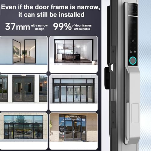 Smart Lock 2,4 GHz WiFi Keyless Eingangstür Schloss Griff Aluminium Biometrische Tür Ty App für 40-120 Mm Dicke Büro Home Schlafzimmertür (Schwarz) – Bild 5
