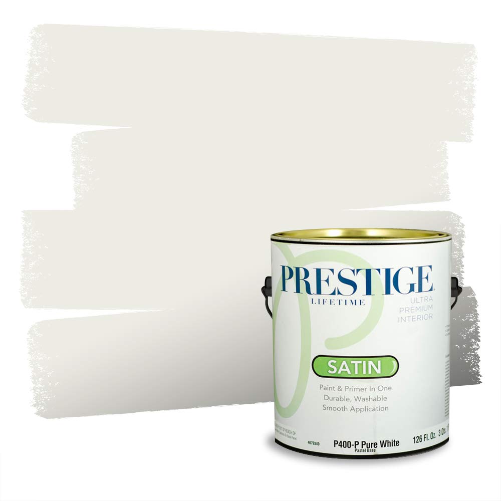 Prestige Paints Interior Paint and Primer In One, 1-Gallon, Satin, Comparable Match of Valspar* Paramount White*