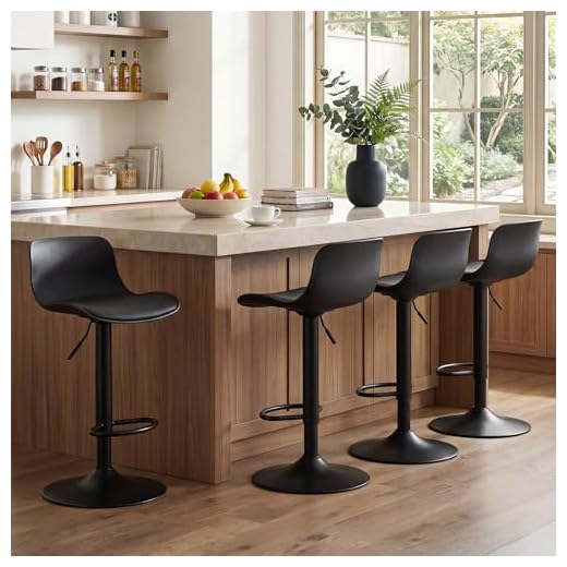 NOBPEINT Upholstered Contemporary Air Lift Adjustable Swivel Bar Stool (Black, Set of 4)