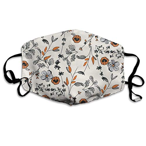 Preisvergleich Produktbild Orange Blumenmuster Mundschutz Gesichtsschutz Baumwolle Winddicht Anti Wiederverwendbar Komfortable Atmungsaktive Sturmhaube