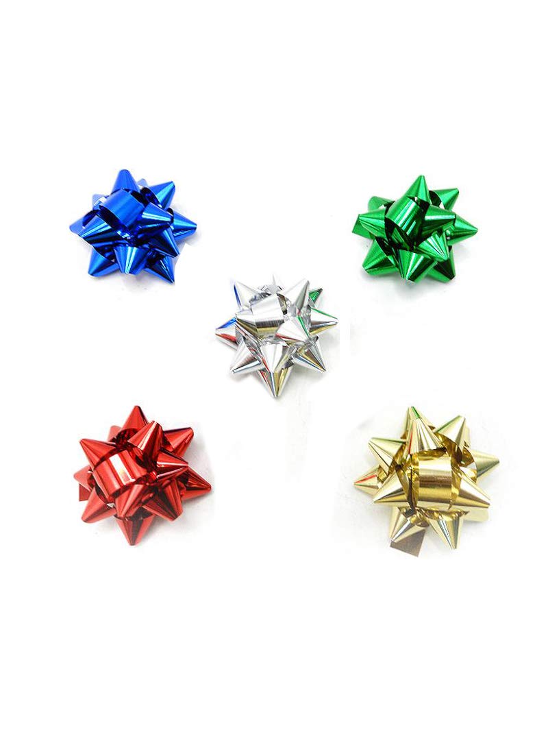 Beautiful Metallic Flower Confetti Bow Gift Wrap (Small,1.5cm) - Pack of 80 Units