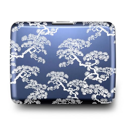 Image of OGON -DESIGNS- Aluminum wallet, Large capacity with metal lock, RFID Protection against fraud and demagnetization, model Smart Case OSLO Large (Engraving Bonzai)