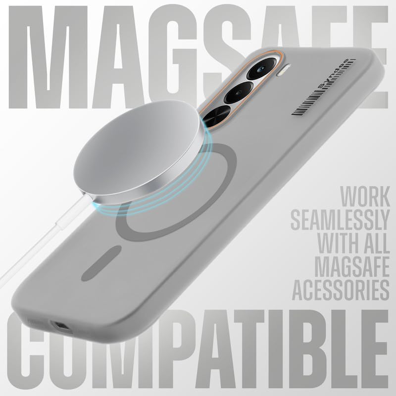 Image of Mr. Case Back Cover for Realme P4x 5G Sleek Frosted Translucent Back Only Compatible with Wireless Magnetic Accessories | Anti-Scratch Shockproof Phone Case - Grey