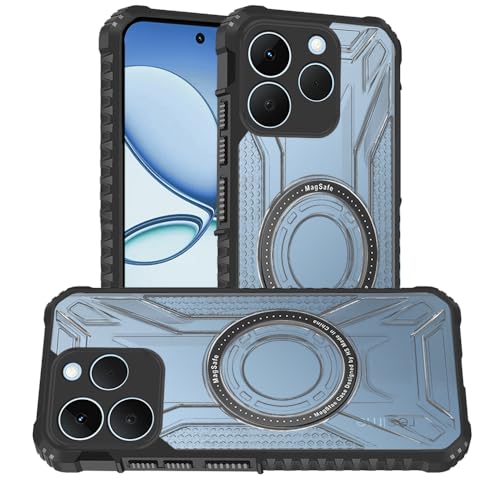 Image of AESTMO Hybrid Shockproof Back Cover Case for Realme 15T 5G / Realme Narzo 90 5G Compatible with MagSafe | Hard Back Case Cover (PC & TPU, Translucent Back, Black Sides)