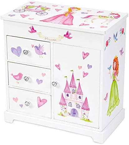 Jewelkeeper Unicorn Musical Jewellery Box with 3 Pull-out Drawers, Fairy Princess and Castle Design, Dance of the Sugar Plum Fairy Tune