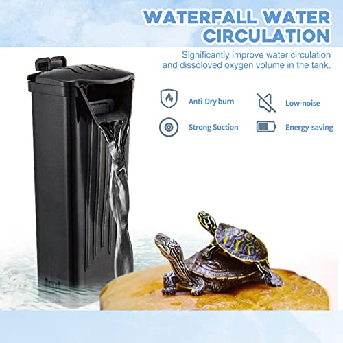 Image of Moonorange Aquarium Filter(3.5W), Fish Tank Filter, Turtle Tank Filter, Low-Water Filter for Small Fish Tank, Reptile Tank Up to 15Gallon, with 2 Cartridges(Black)