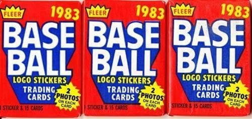 Lot of 3 1983 Fleer Baseball Wax Packs (45 Cards Total) Possible Sandberg, Boggs, Gwynn Rookie Cards