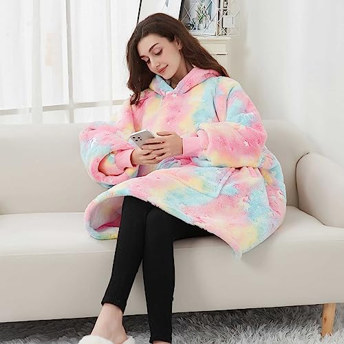 Image of KFUBUO Wearable Blanket Hoodie for Adults With Pocket Glow in the Dark | Sherpa, Fuzzy Blanket, Oversized Sweatshirt Blanket, Kangaroo Pouch, Cute Birthday Gifts for Women, Cute Stuff