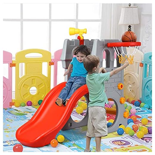 Costzon 5 in 1 Slide for Kids, Toddler Climber Slide Playground Set with Basketball Hoop, Telescope, Crawl Through Space, Easy Climb Stairs, Kids Slide Playset Gift for Both Indoors Outdoor Use
