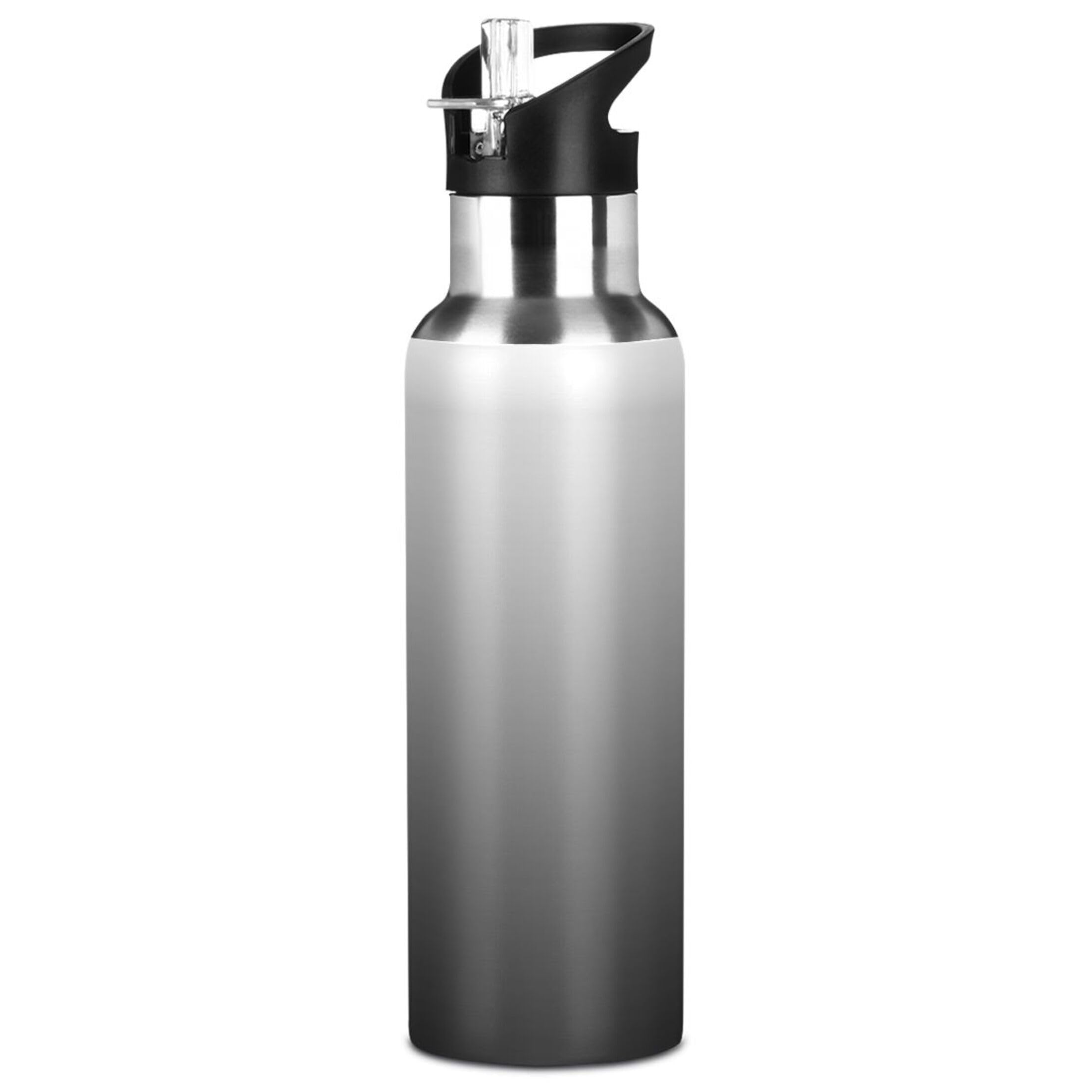 Gradient Black Water Bottle Thermos with Straw Lid for kids Boys Girls 1000 ml Leakproof Stainless-Steel Sports Bottle