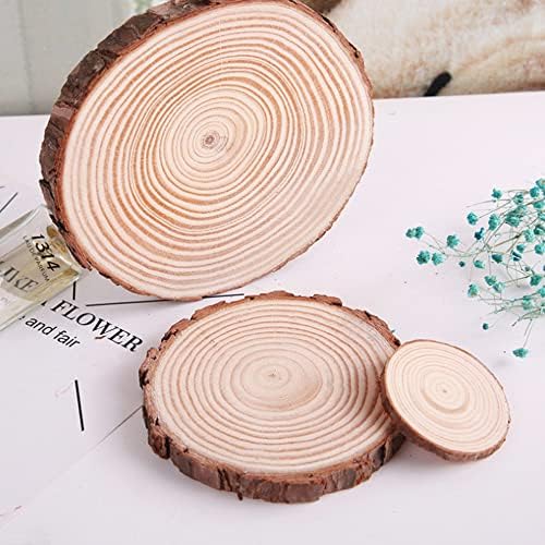 6 Pcs Natural Wood Slices 15-16cm Circle Wooden Discs Wooden Rounds for Arts Crafts Christmas Wall Decor Wedding Christmas DIY Projects
