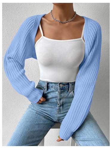 Image of Verdusa Women's Y2k Cropped Cardigan Sweaters Lightweight Knit Open Front Bolero Shrugs Spring Fall Outfits