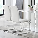 ARMEN LIVING Amanda Side Upholster Chrome White Finish Kitchen & Dining Chair-Set of 2