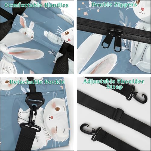 Rabbits Sky Blue Personalized Duffel Bag Weekend Overnight Travel Bag Sports Waterproof Gym Bag Lightweight Dance Bag4