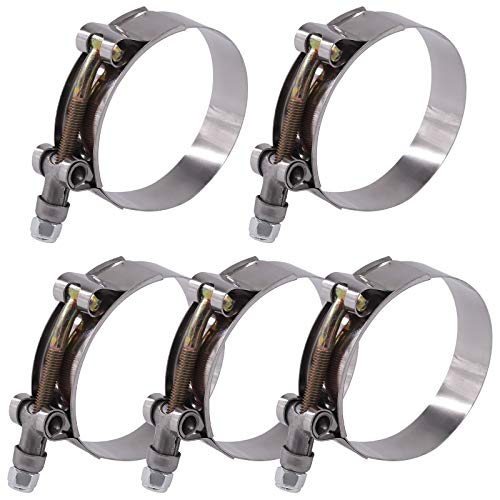 Glarks 5 abrazaderas de manguera de acero inoxidable de 63 a 71 mm con perno en T, abrazaderas de intercooler de manguera suave de admisión turbo