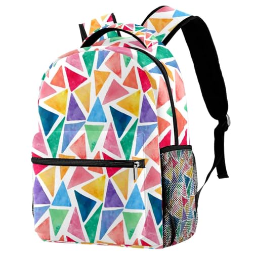 Sac à dos d'école anti mal de dos pour ados triangles colorés voyage décontracté