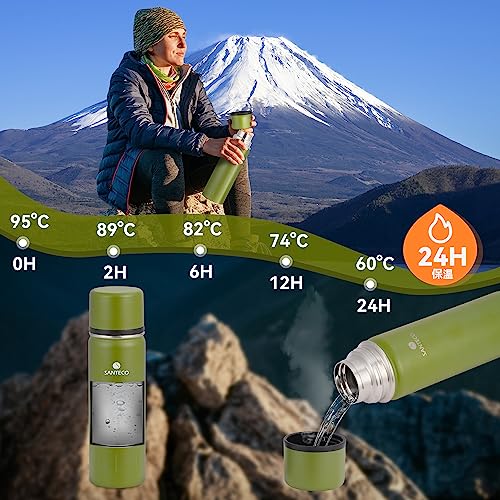 SANTECO Thermoskanne Thermosflasche Edelstahl 1l, 500ml, Auslaufsicher Isolierflasche mit Trinkbecher für unterwegs, Kaffee & Tee für Kinder, Sport, BPA-Frei, 24H Kalt & 12H Heiß 5