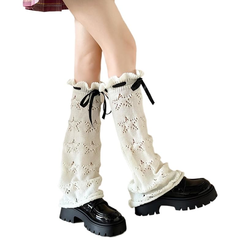 Y2K Coquette Hollow Out Leg Warmers Cutecore Knit Ripped Lace Sleeves E-Girl Harajuku JK Boot Socks Halloween Outfit