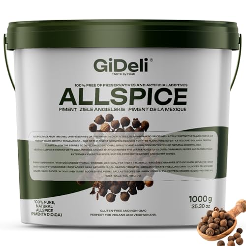 GiDeli Pimienta de Jamaica entera 1 kg en el cubo de especias granos semillas de pimienta