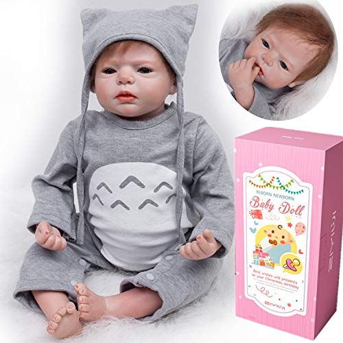 MAIHAO Muñeco Reborn bebé Chico Vinilo Silicona Realista Niño Muñecas Reborn Baby Dolls Recién Nacido 22 Pulgadas Niños Juguete