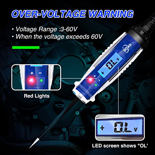 Boak Automotive Test Light,3-60V Dc Bidirectional Voltage Circuit Tester With Voltage Display&Illumination,Fuse Tester With Voltmeter,Voltage Tester Electric Test Pen,Continuity Test. #TOP3
