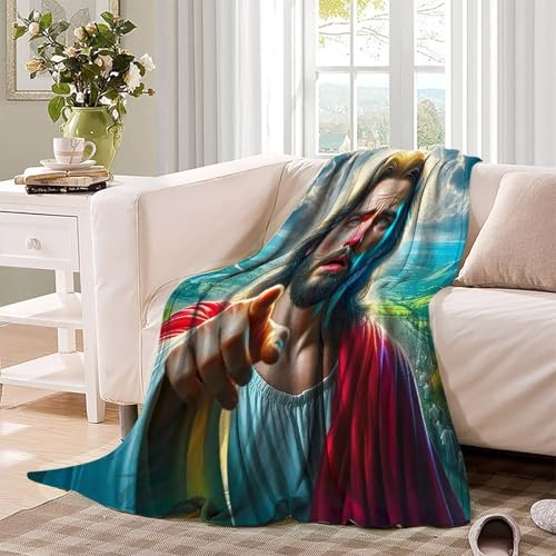 Couverture Jésus en flanelle sacrée avec impression 3D premium