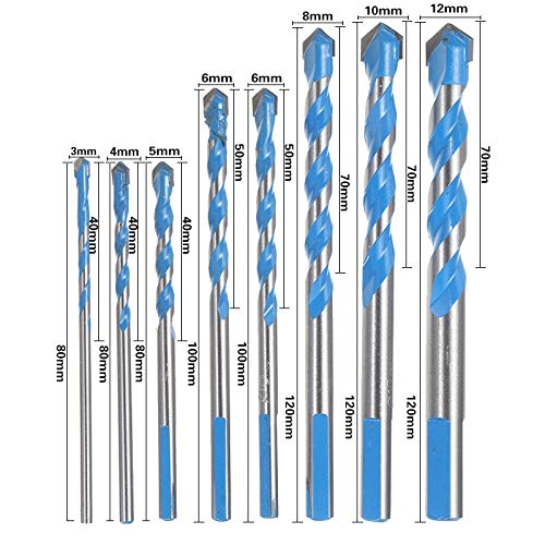 Brocas Juego 8 pzas 3-12 mm para Cerámica Vidrio Madera miniatura 2
