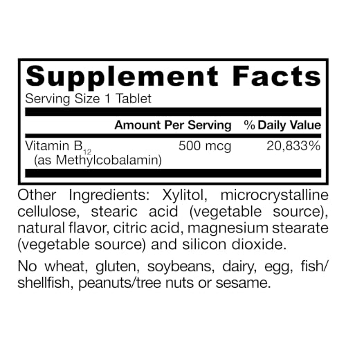 Jarrow Methyl B-12 Chewable Tablets 500 mg, Vitamin B12 Supplements, 100 Ct - image 8
