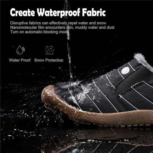 Men's Waterproof Warm Plush Lined Outdoor Snow Ankle Boots,Anti-Slip Slip-on Lightweight Winter Shoes2