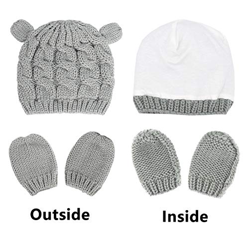 Baby Beanie Baby Hat and Mitten Set Knit Baby Winter Hat Mittens for Newborn Boy Baby Girl Beanie Hats3