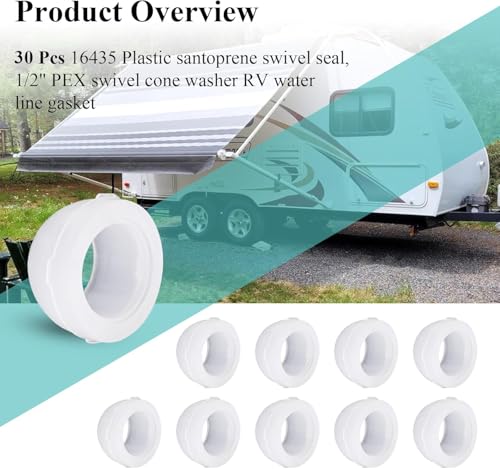 Image of 16435 Plastic Santoprene Swivel Seal, Fit for PEX Fittings /Valves, 30 pcs | 1 /2 inch PEX Swivel Cone Washer RV Water Line Gasket Fits Most RVs, Camper, Travel Trailer Swivel Type Water Connectors
