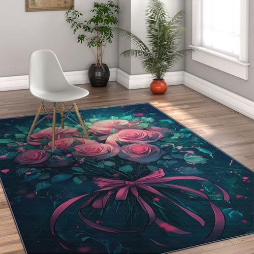 Tapis antidérapant Saint Valentin à poil bas facile à nettoyer salon