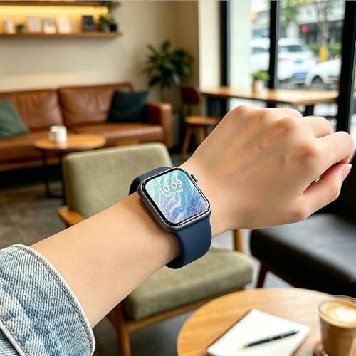 Image of Sport Bands Compatible with Apple Watch Band Women Men 40mm 38mm 41mm 42mm 44mm 45mm 46mm 49mm ,Soft Wristband Waterproof Replacement Strap for iWatch Bands Series 11 10 9 8 7 6 5 4 3 2 1 SE Ultra Navy Blue