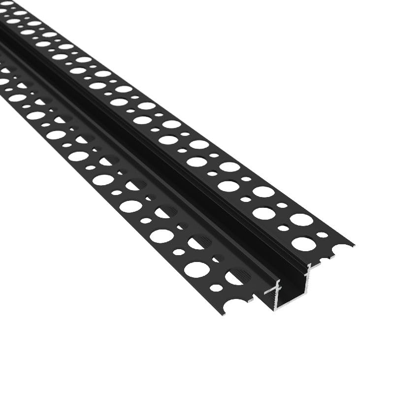 DesignLight PROFILI unione CARTONGESSO per illuminazione LED barre 2m + cover LUCE CONTINUA (Piatto - Flat Nero)