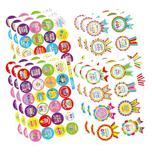192 PCS Happy 100 Days of School Stickers for Kids, 100th Day Smarter Badge Reward Stickers, Teacher Reward Smarter Sticker School Party Favors