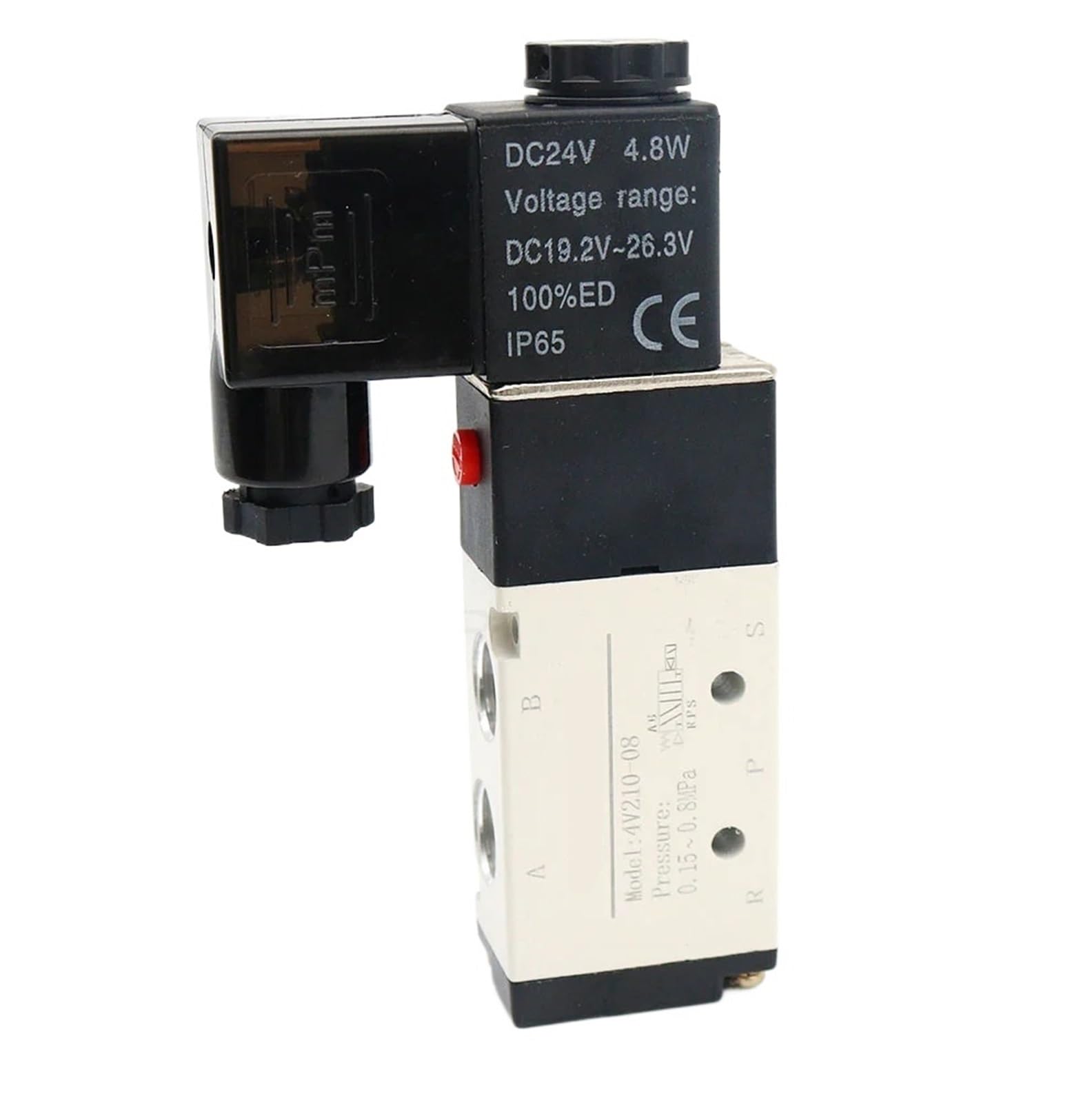Kniuwmbmh Dc12v 4V210-08 Solenoid Valve 5 Way 2 Position 1/4" Pneumatic Control Valve 12V 24V 110V 220V Coil Pneumatic Valve(,Only 4V210-08)