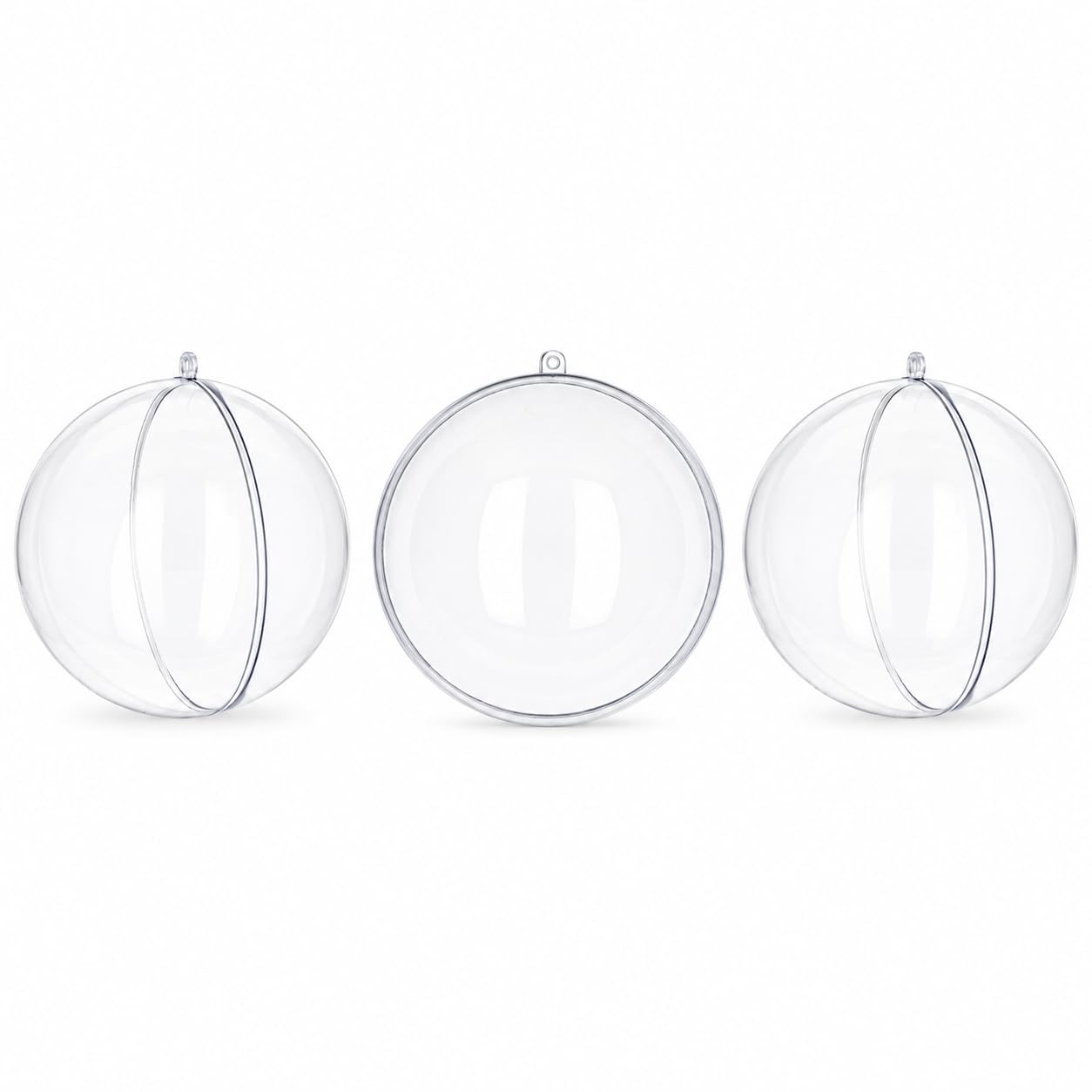 Set of 3 Clear Fillable Plastic Ball Christmas Ornament 4.7 Inches